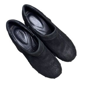 Merrell Women’s Black Leather Suede Slip On Comfort Mules Clogs Shoes Size 10